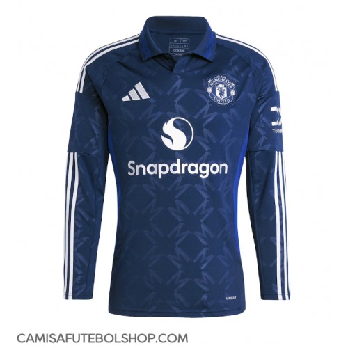 Camisa de time de futebol Manchester United Replicas 2º Equipamento 2024-25 Manga Comprida